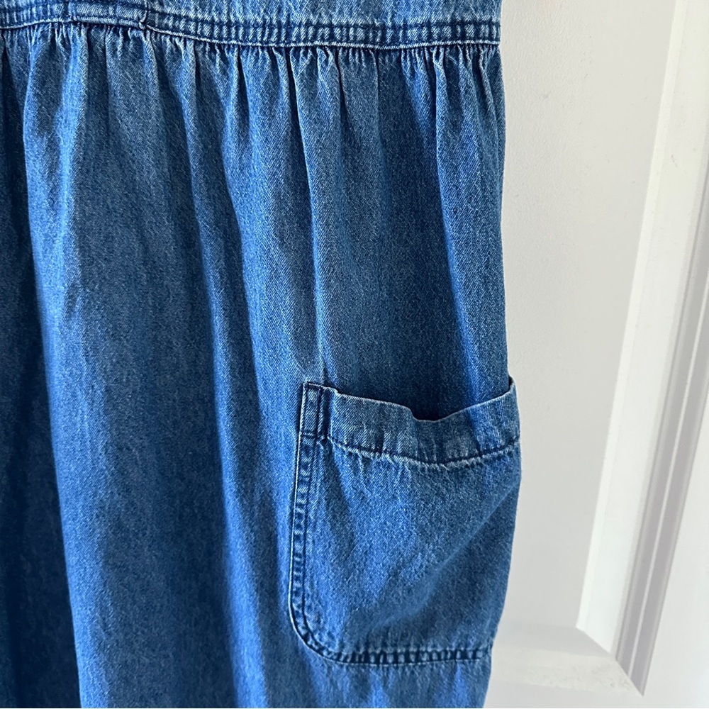 Vintage Bobbie Brooks Blue Denim Floral Embroidered Dress Women’s Size Medium - Picture 8 of 16